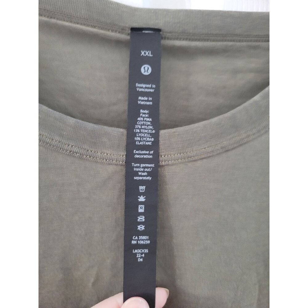 Lululemon Athletica Men Olive Green Top long sleeve pullover size XXL Running - Picture 2 of 5